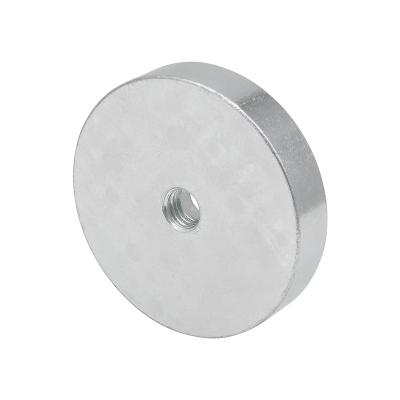 Magnet, låg neodymium otmagnet Ø50x10 mm med M8 gänga
